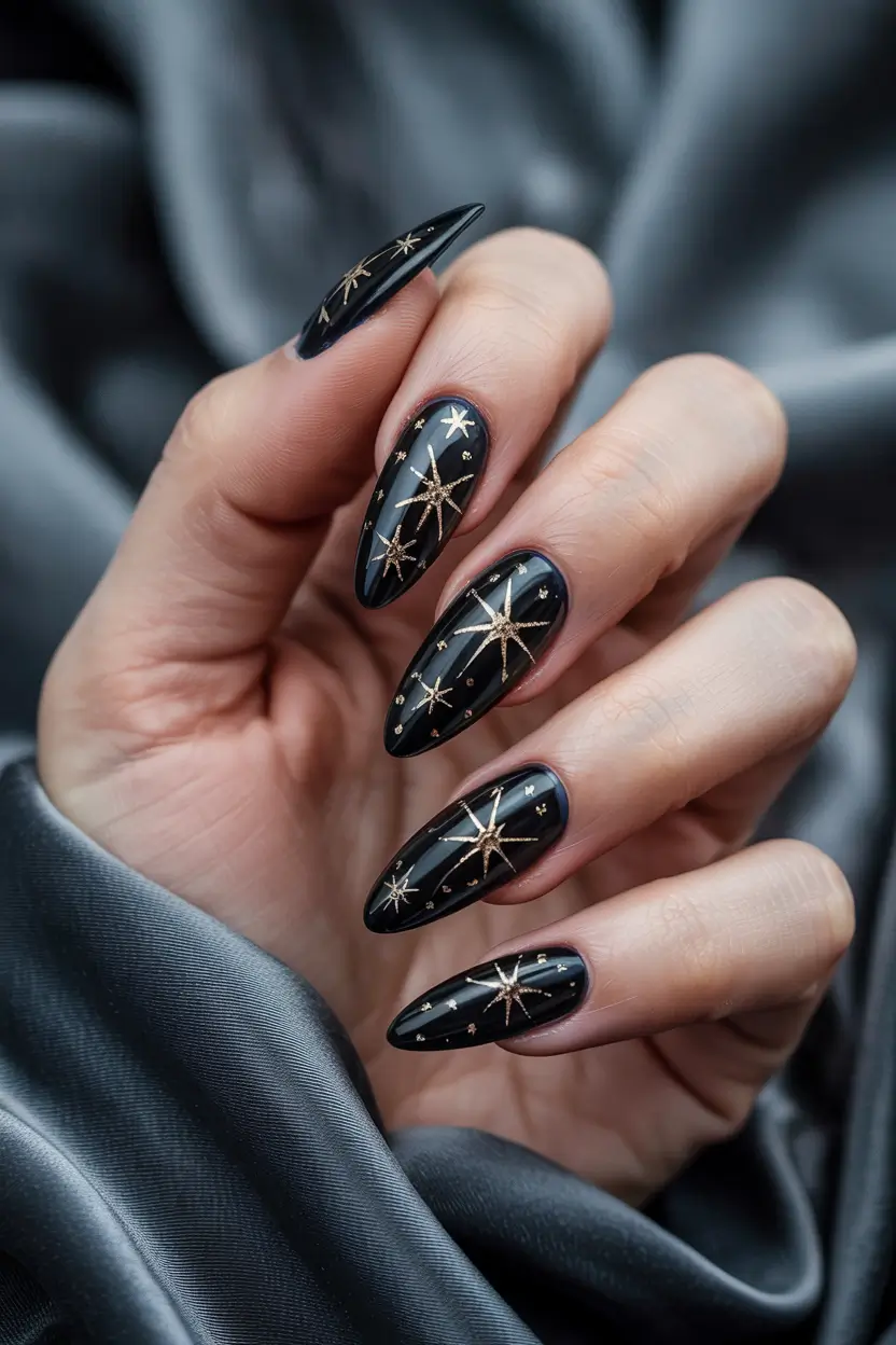 winter nails colors Gothic Starry Night
