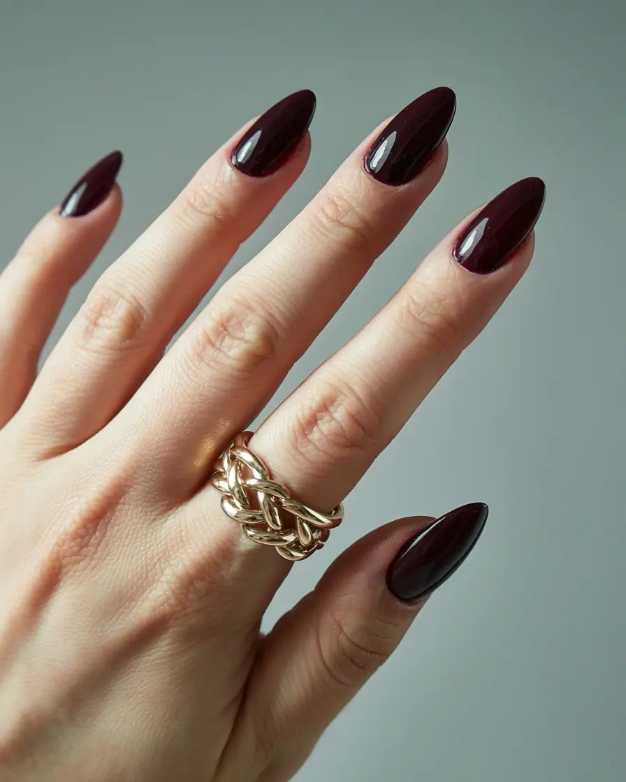 winter almond nails ideas 2025-2026 Mulled Wine Mood Dark Berry Sophistication