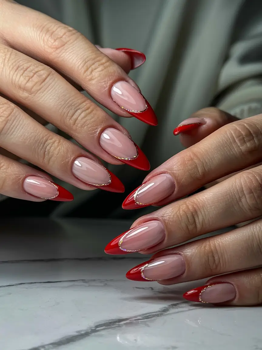 winter almond nails ideas red Red Velvet French Drama