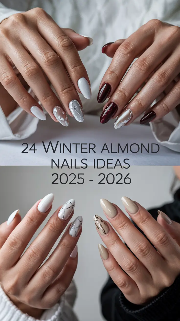 Winter Almond Nails Ideas 2025–2026: Classy, Cute & Cozy Designs to Try This Season