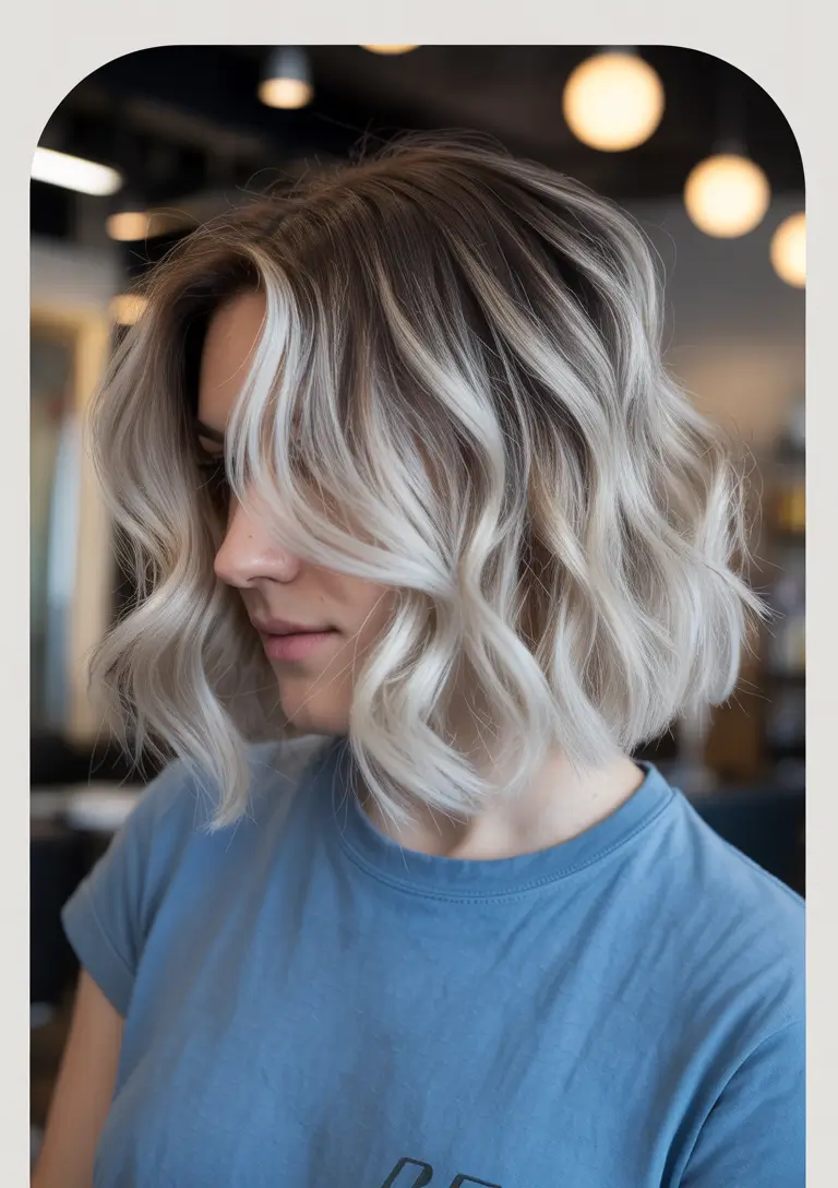 winter bob haircuts 2025 - 2026 Textured Wavy Blonde Bob