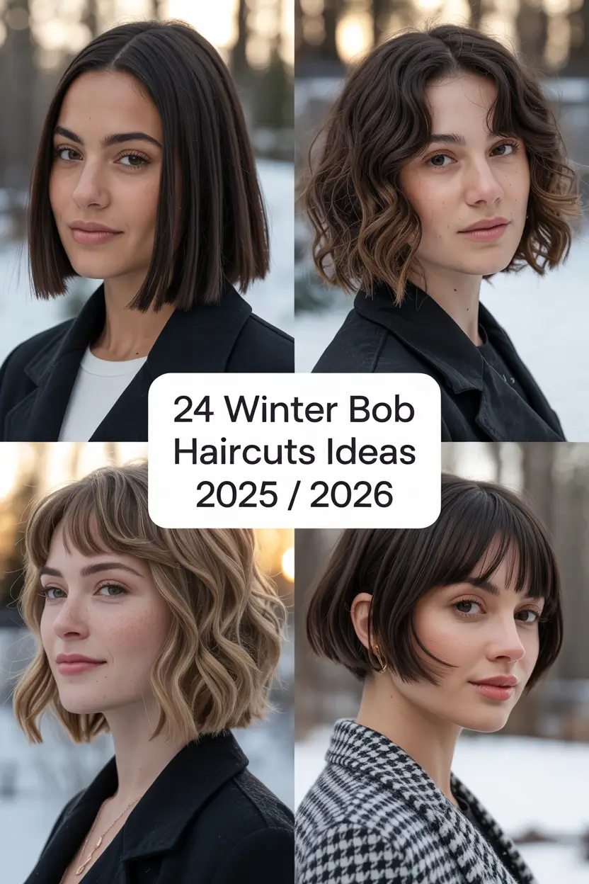 Winter Bob Haircuts Ideas 2025 / 2026 – Fresh Cuts, Colors & Outfits
