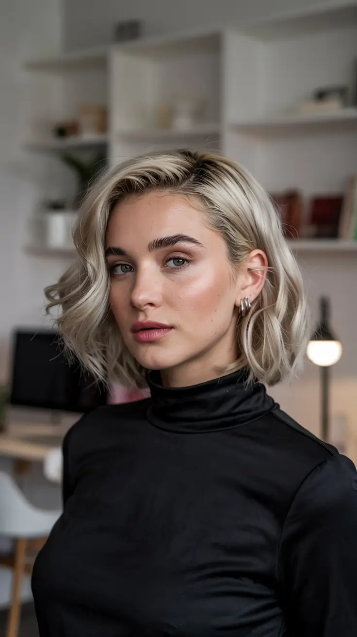 winter formal hairstyles Icy Blonde Bob with Loose Volume