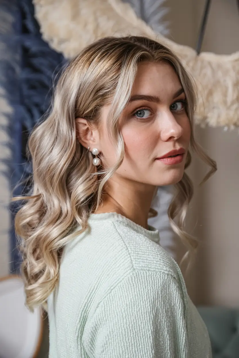 winter formal hairstyles Soft Platinum Curls with Natural Movement