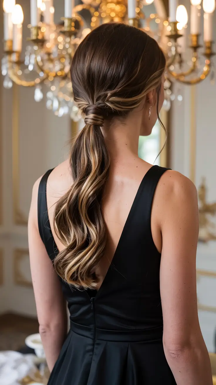 winter formal hairstyles Twisted Low Ponytail with Sleek Ribbons
