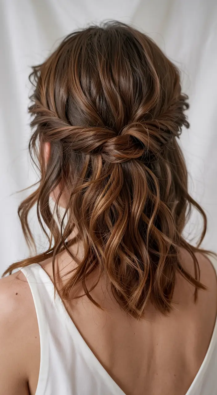 winter formal hairstyles Twisted Half-Up for Medium Hair