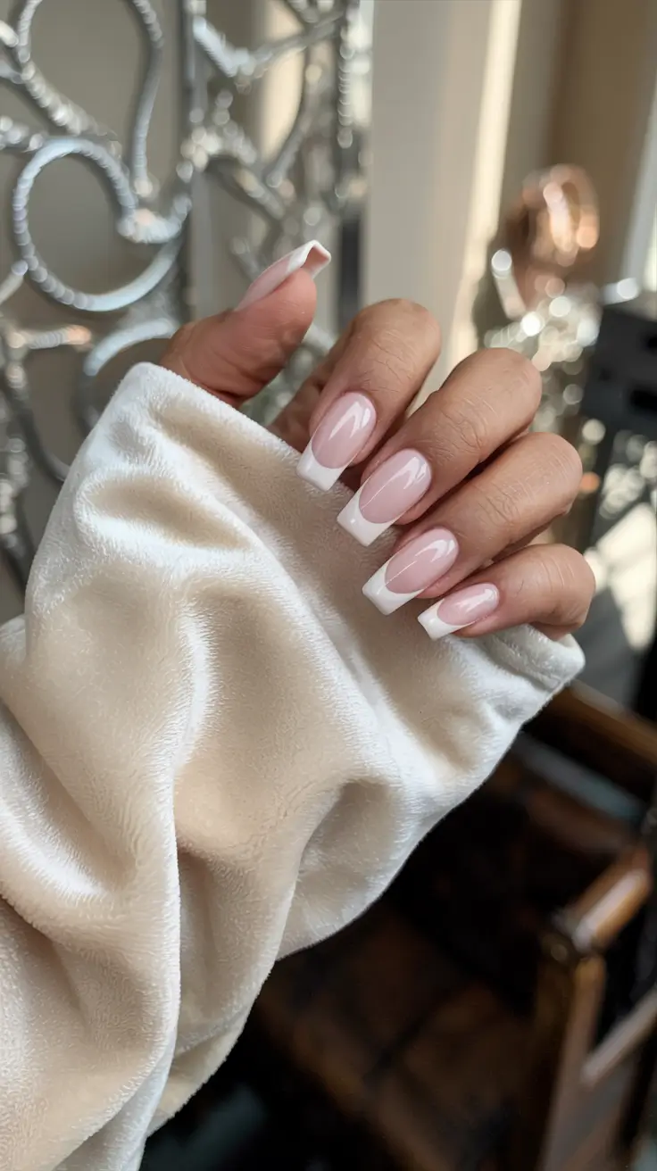 winter french tip nails square classy 2025