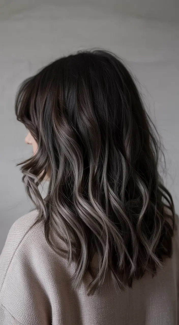 winter haircuts 2025 Charcoal Melt Waves