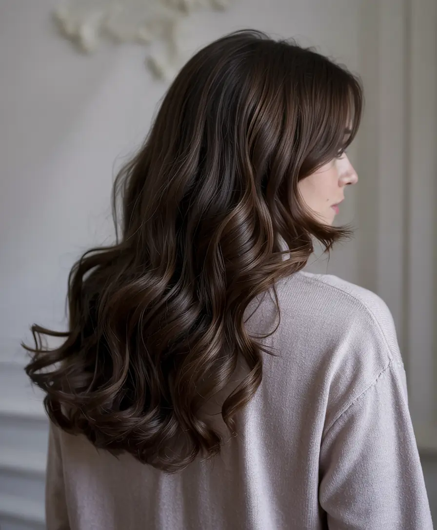 Winter Haircuts 2025-2026 Dark Chocolate Curls with Movement