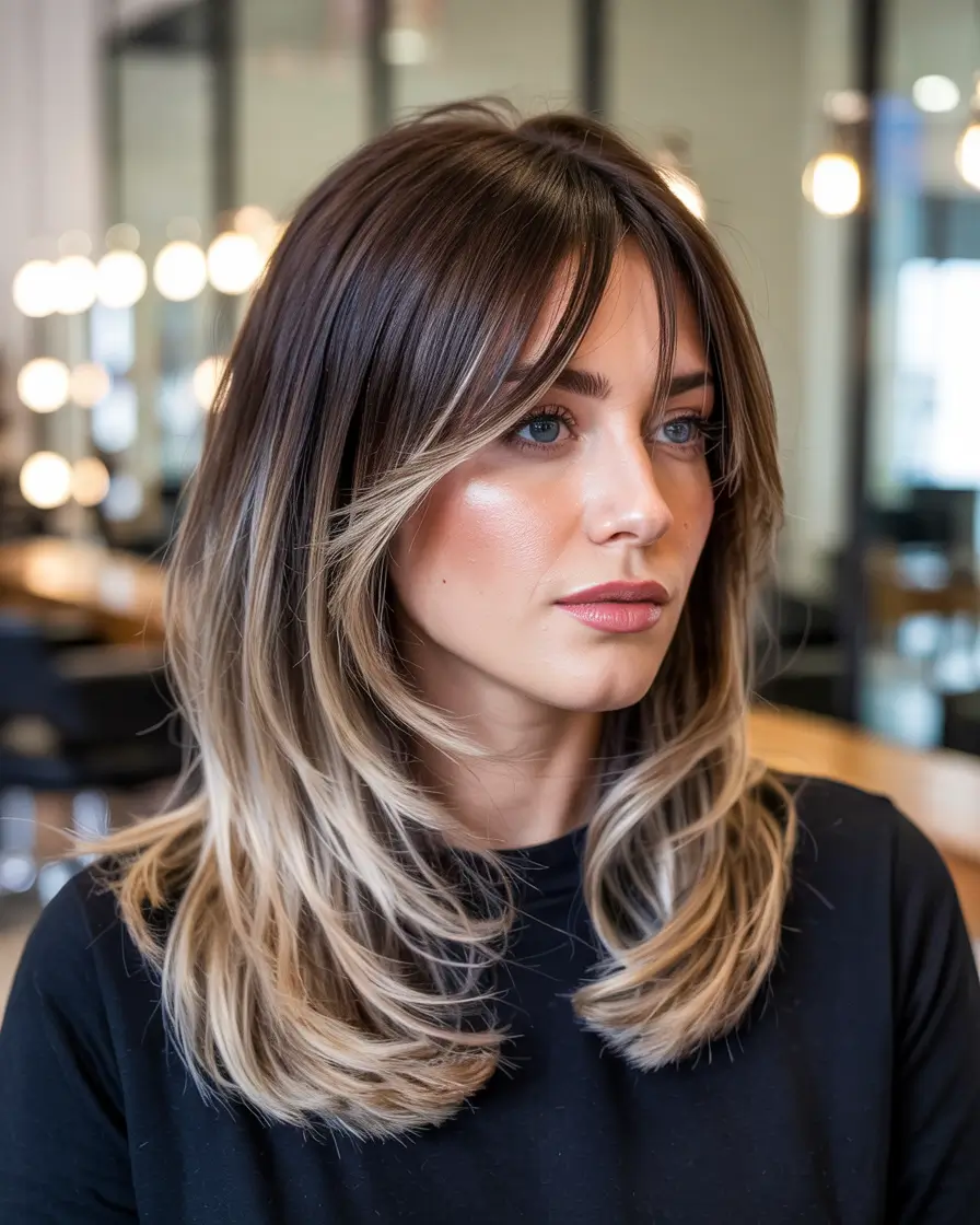 winter haircuts 2025 Face-Framing Layers with Dimensional Blonde Balayage