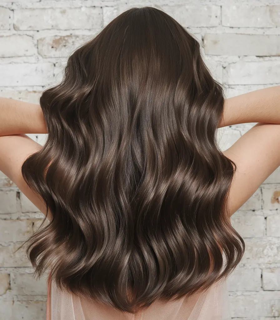 Glossy Chocolate Long Waves Winter Haircuts and Colors 2025 2026 Trends