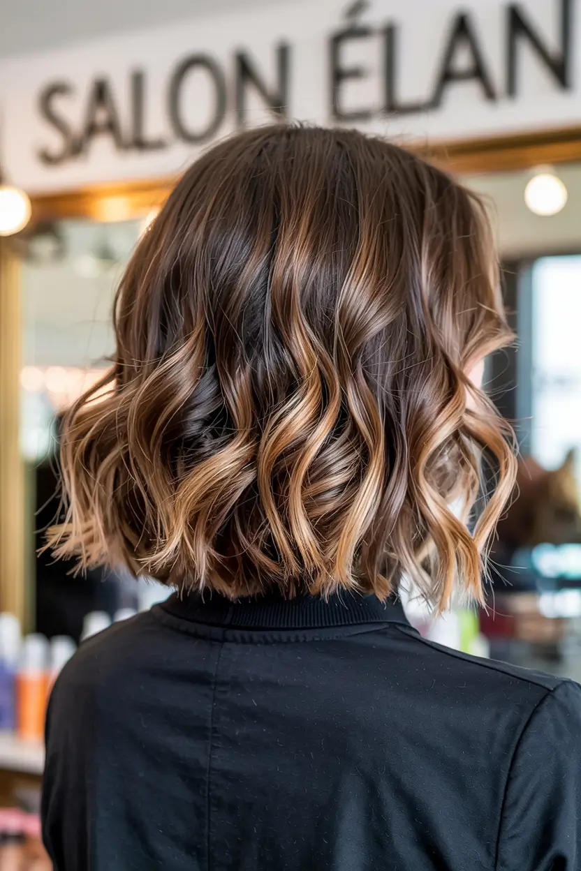 Textured Brunette Bob With Honey Highlights Winter Haircuts and Colors 2025 2026 Trends