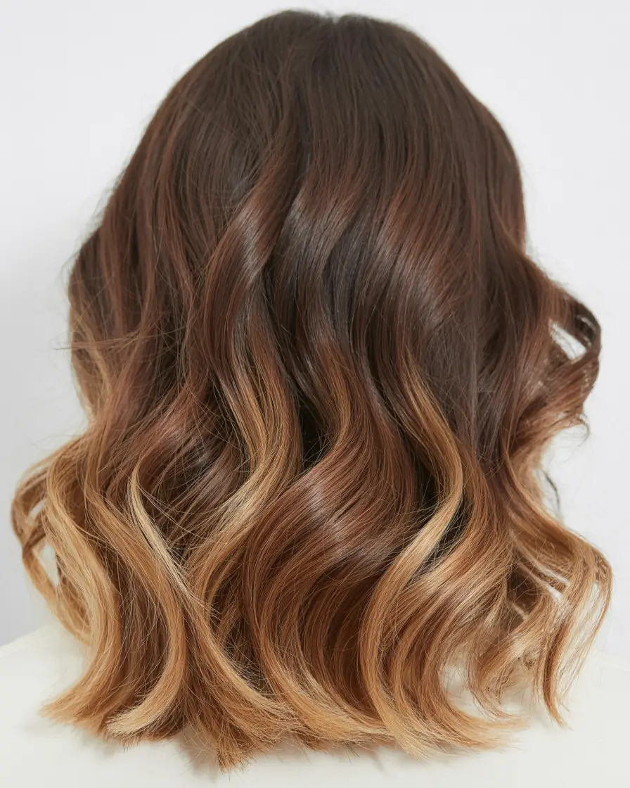 Warm Brunette Waves With Balayage Winter Haircuts and Colors 2025 2026 Trends