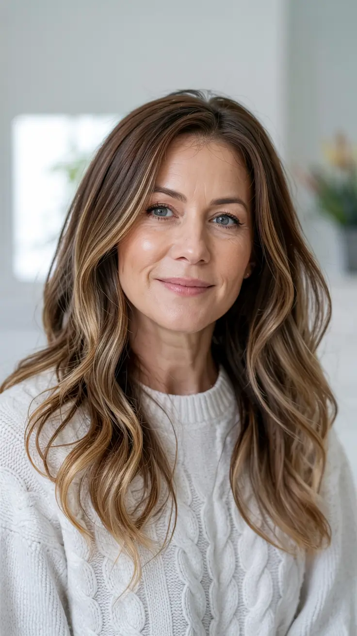 Honey Melt Balayage with Subtle Volume Winter Hairstyles & Color 2025-2026 for Women Over 40