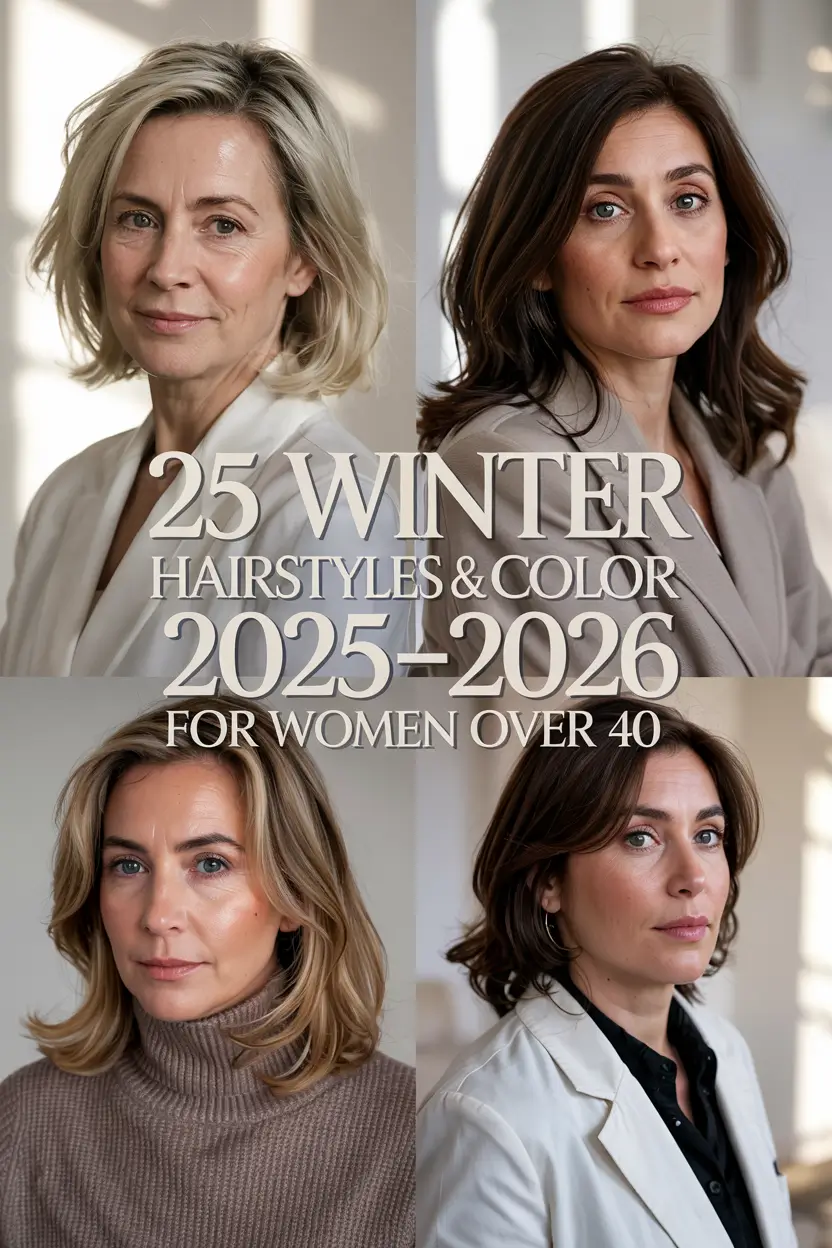 Winter Hairstyles & Color 2025–2026 for Women Over 40: Soft Cuts, Chic Shades & Effortless Confidence