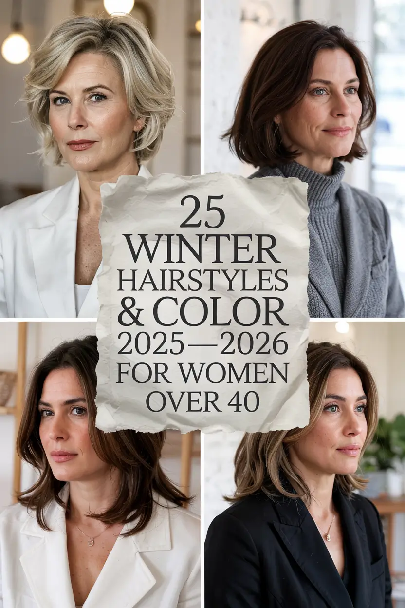 Winter Hairstyles & Color 2025–2026 for Women Over 40: Soft Cuts, Chic Shades & Effortless Confidence