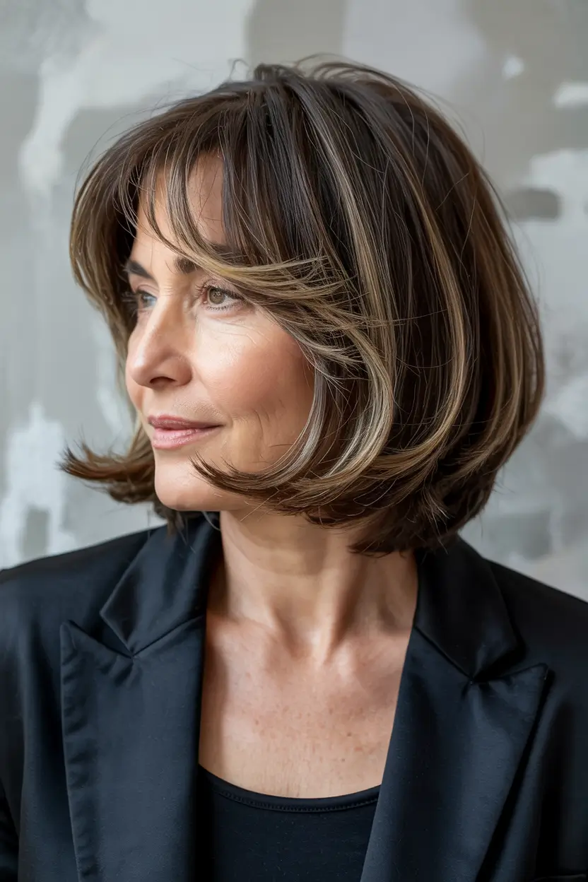 hairstyles for women over 60 medium Dimensional Bob with Side Layers