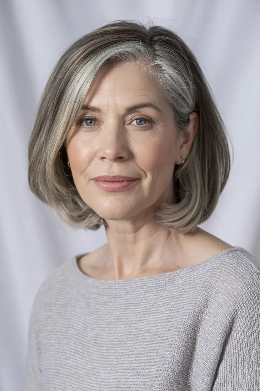 hairstyles for women over 60 fine hair Silver Grace Bob with Cool Undertones