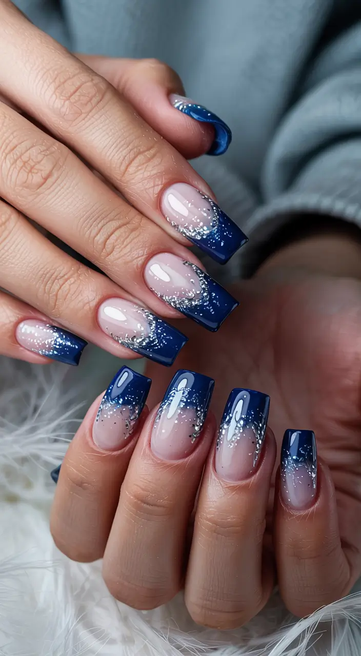 winter nails inspo blue Blue Aurora