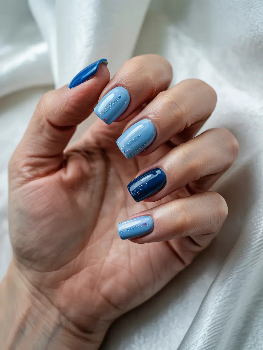 winter nails inspo blue and white Powder Blue Chic