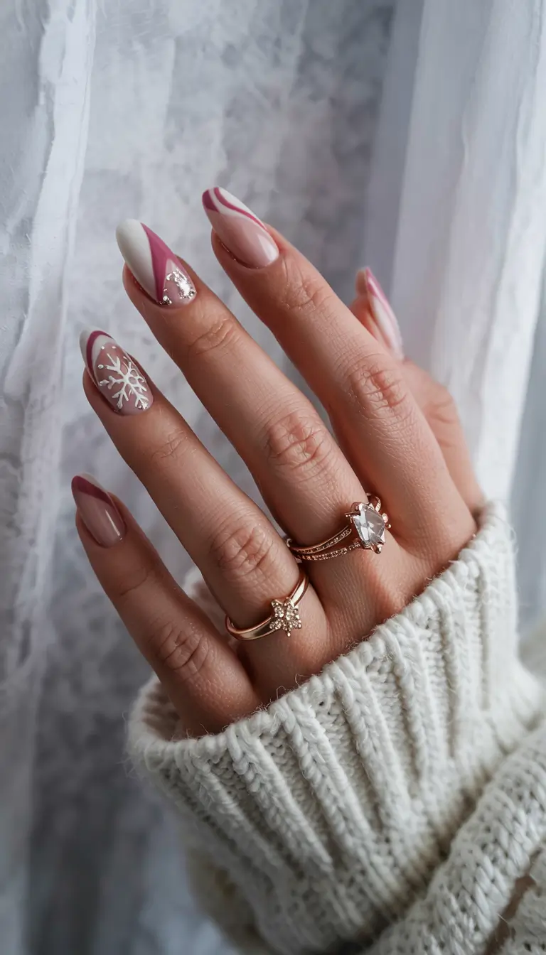 winter nails inspo 2025 Pink Frost Whispers