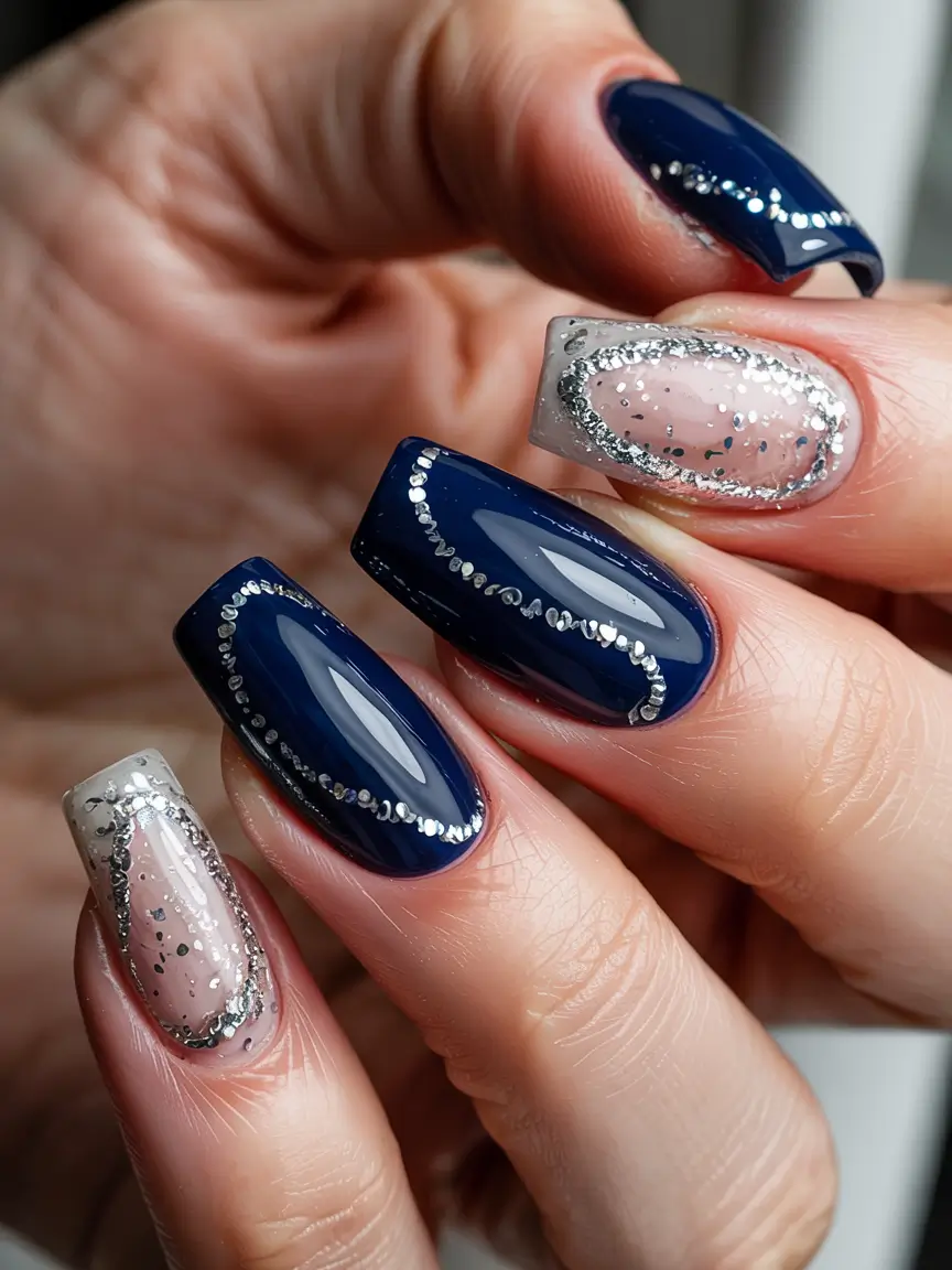 winter nails inspo 2025 Blue Moon Sparkle