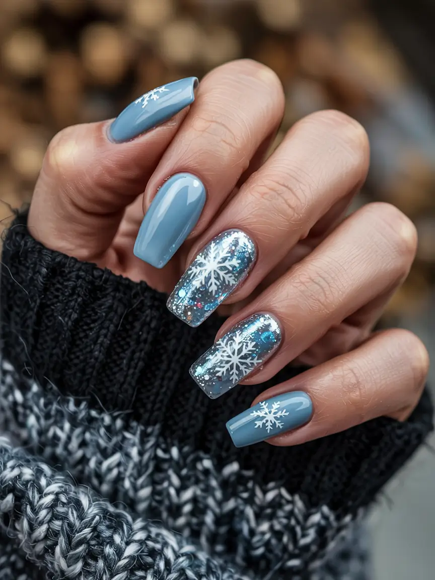 winter nails inspo 2025 Powder Blue Snowfall