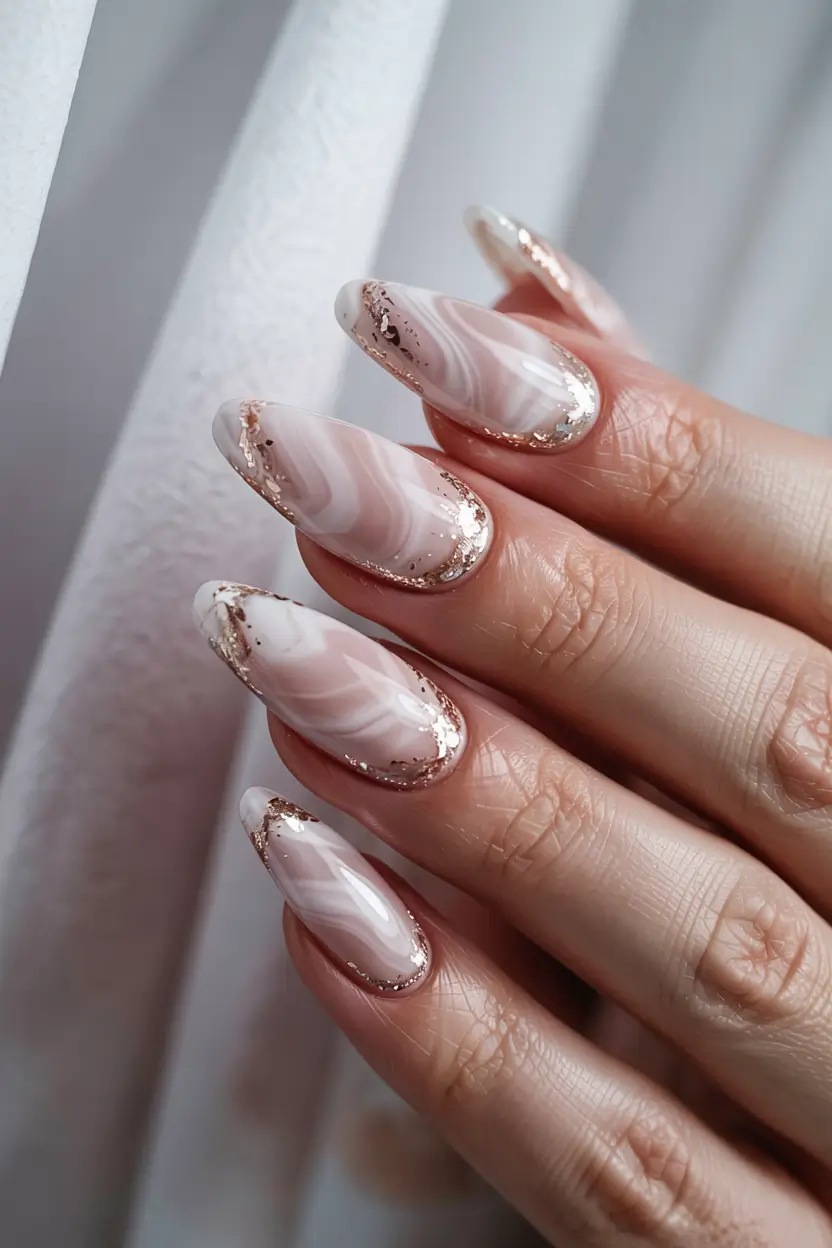 winter nails inspo pink Rose Quartz Whirl