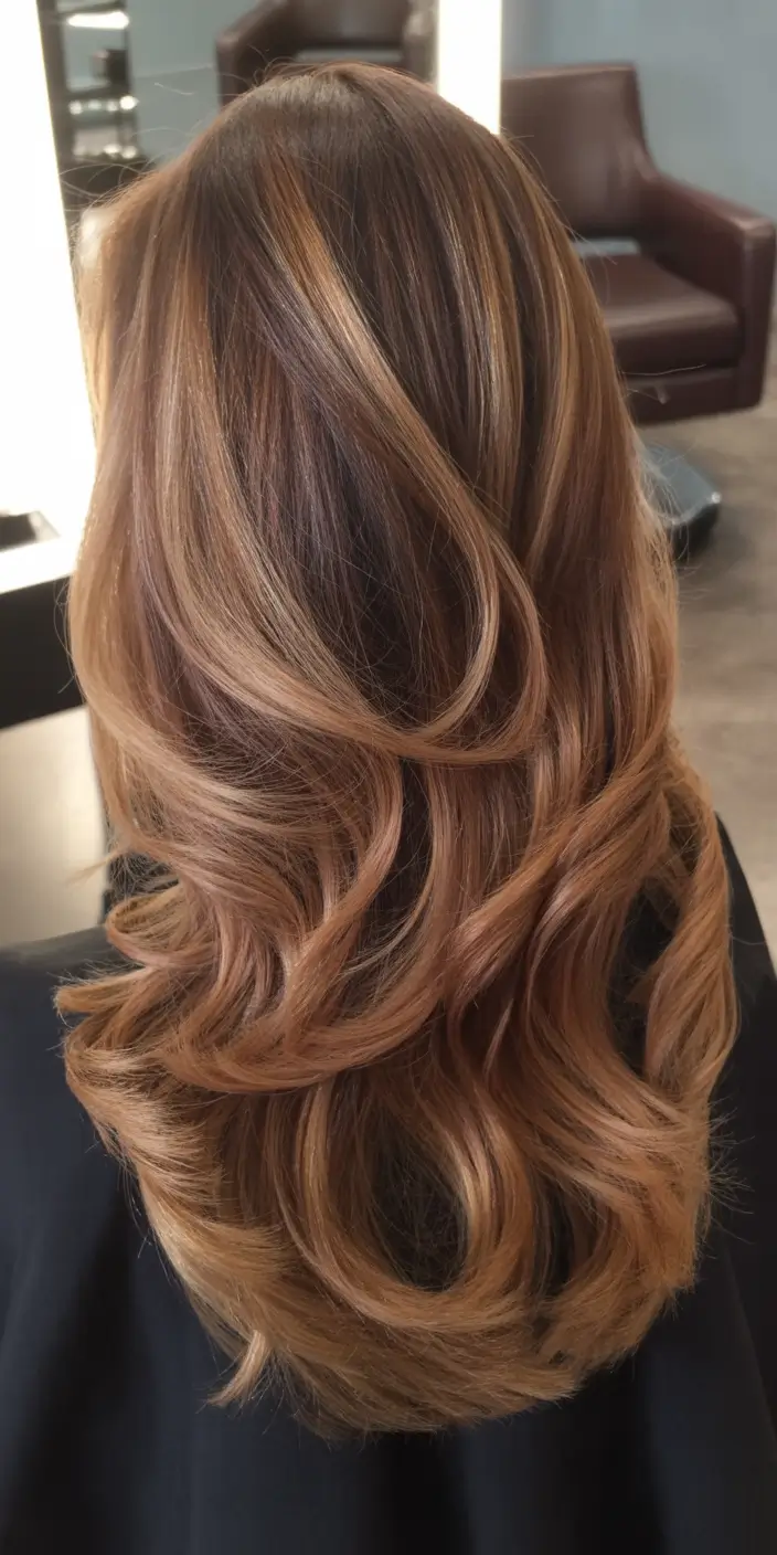 winter hairstyles for long hair Caramel Melt Layers for Rich Dimension