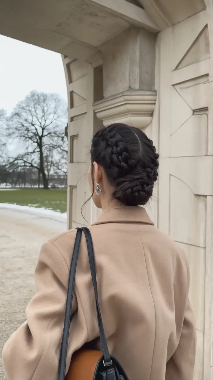 winter hairstyles braids Classic Braided Bun with Timeless Elegance