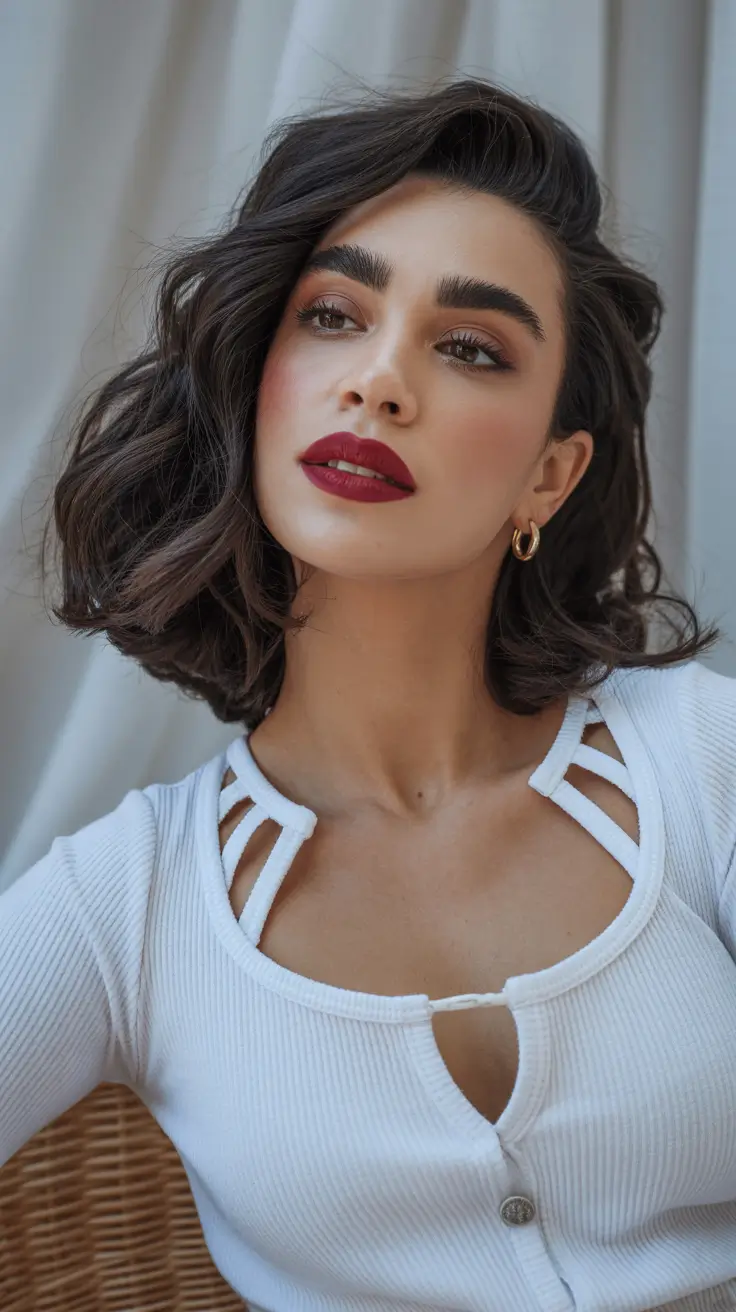 winter hairstyles medium Glossy Chocolate Bob