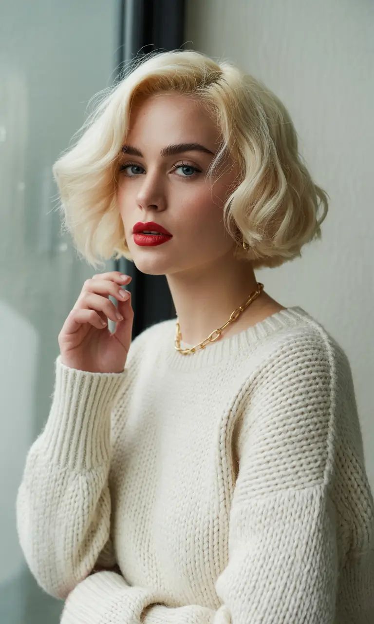winter hairstyles for short hair Platinum Retro Bob