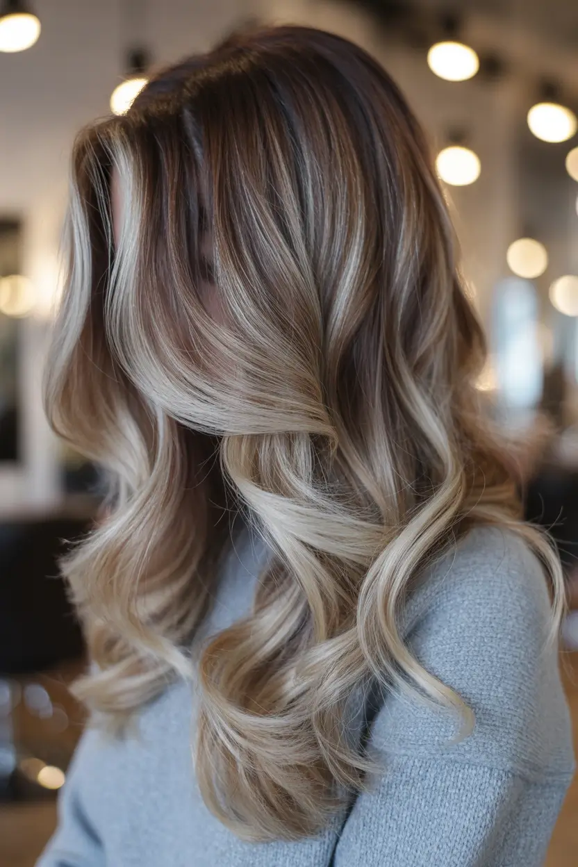 winter hairstyles for long hair Golden Balayage Glow for Cozy Winter Days