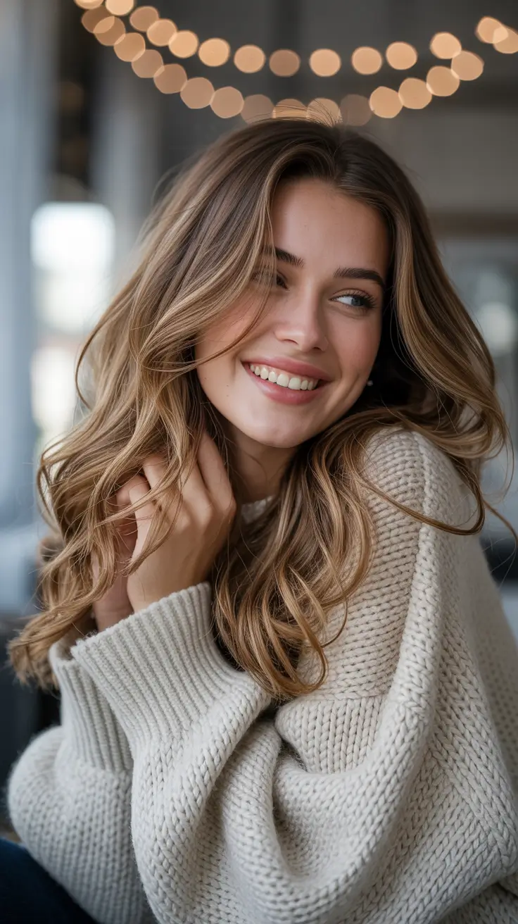 winter hairstyles women Golden Layers for Effortless Warmth