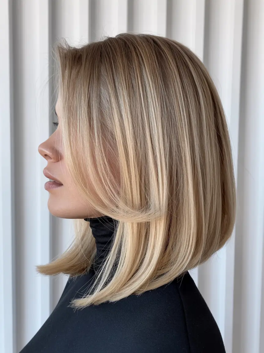 winter hairstyles for short hair Polished Blonde Bob with Clean Precision