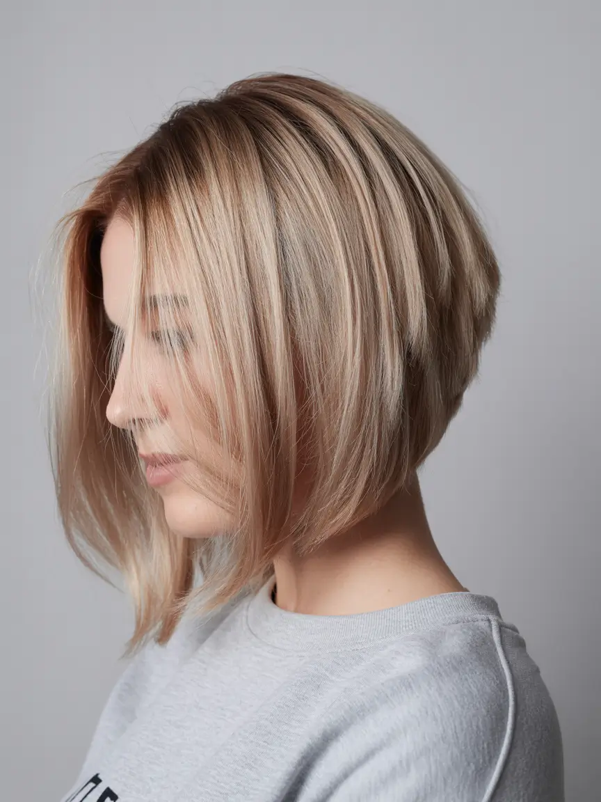 winter hairstyles medium Stacked Bob with Subtle Rose Dimension