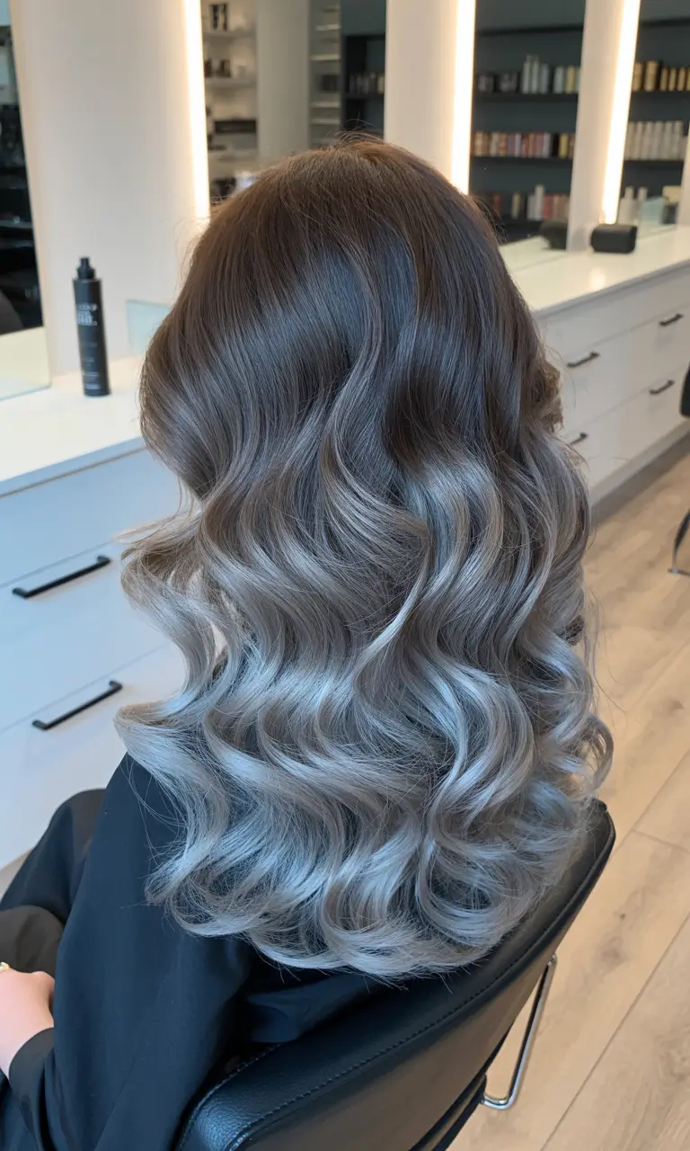 ash blonde hair color 2026 Smoky Ombre with Metallic Dimension