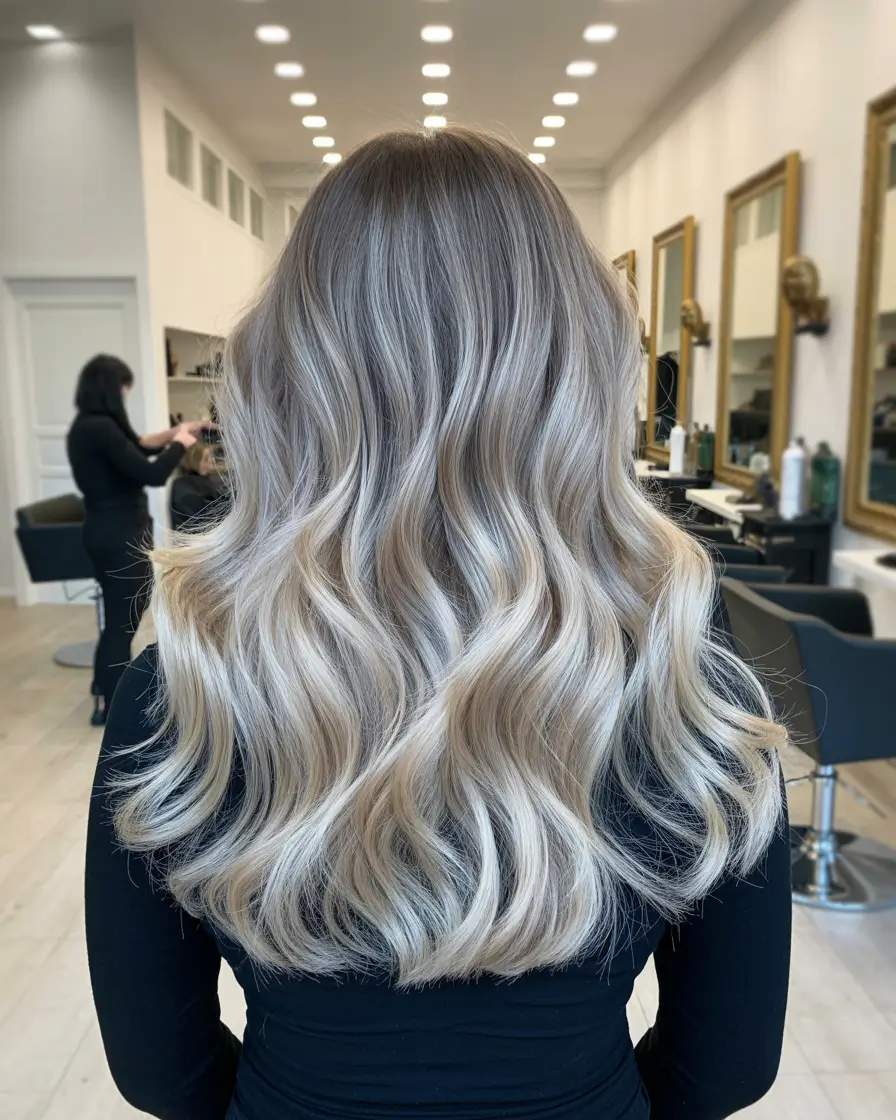 ash blonde hair color 2026 Dimensional Melt with Silver Tones
