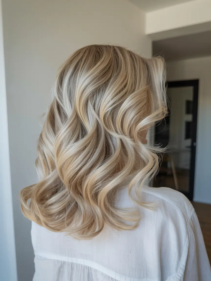 ash blonde hair color 2026 Golden Ash Balayage Glow