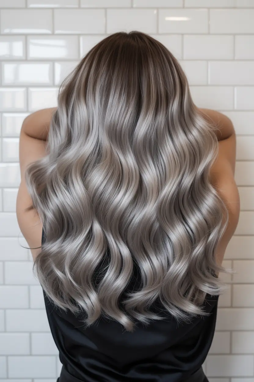 ash brown hair color 2026 Silver-Toned Ash Perfection