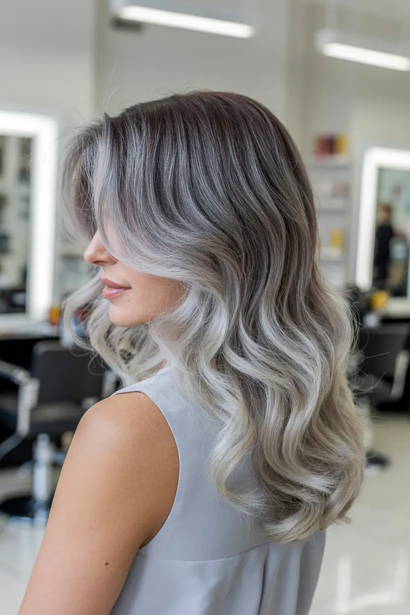ash brown hair color 2026 Frosted Silver Ash Elegance