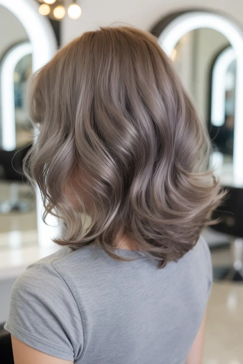 ash brown hair color 2026 Chic Mushroom Mid-Length