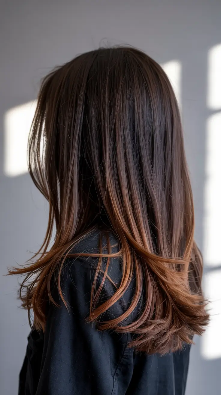 auburn hair color Subtle Auburn Layers with Brown Depth