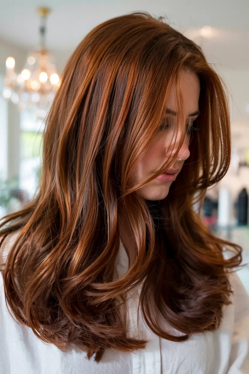 auburn hair color Golden Auburn Balayage Layers