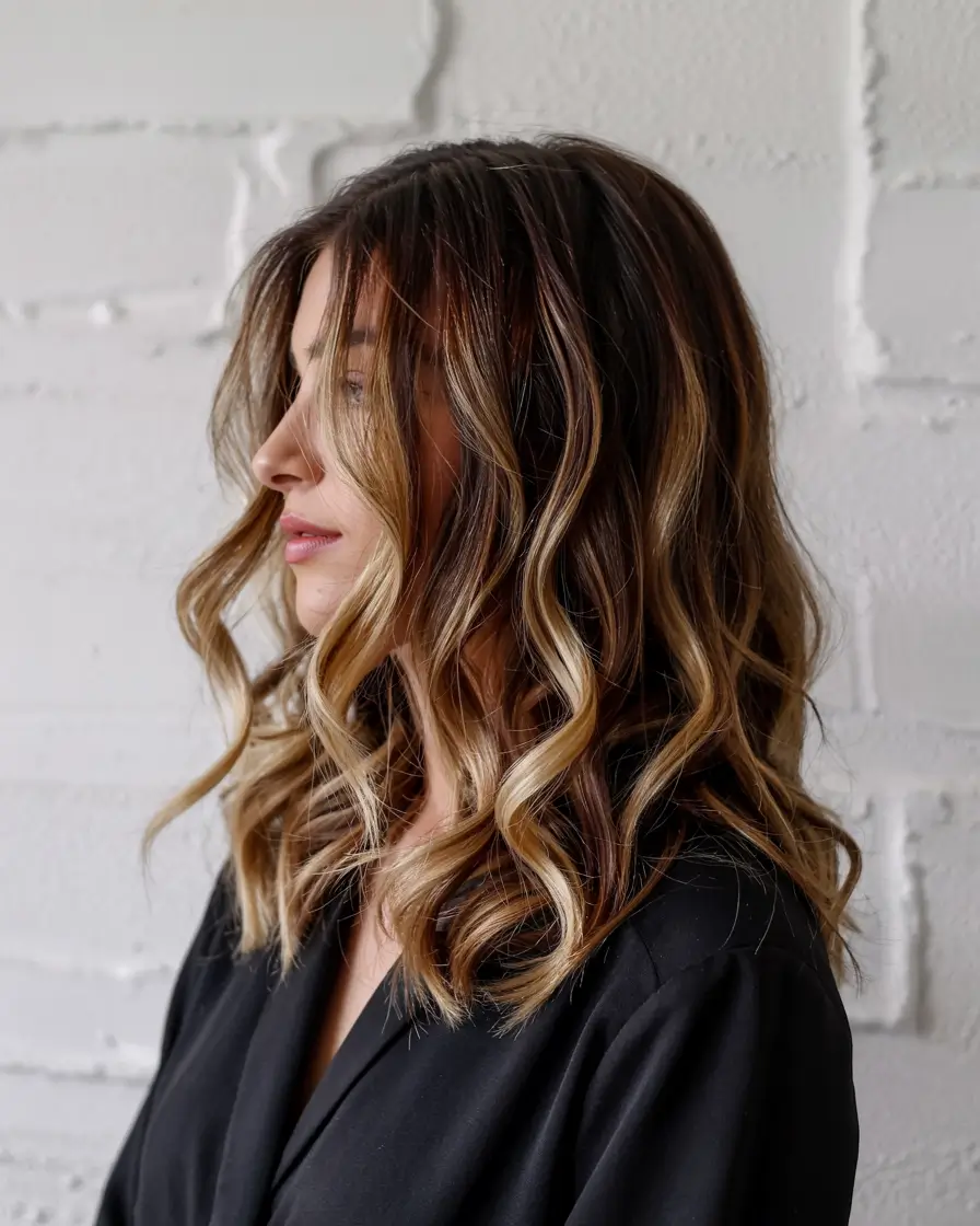 balayage hair color ideas 2026 Golden Halo Lob