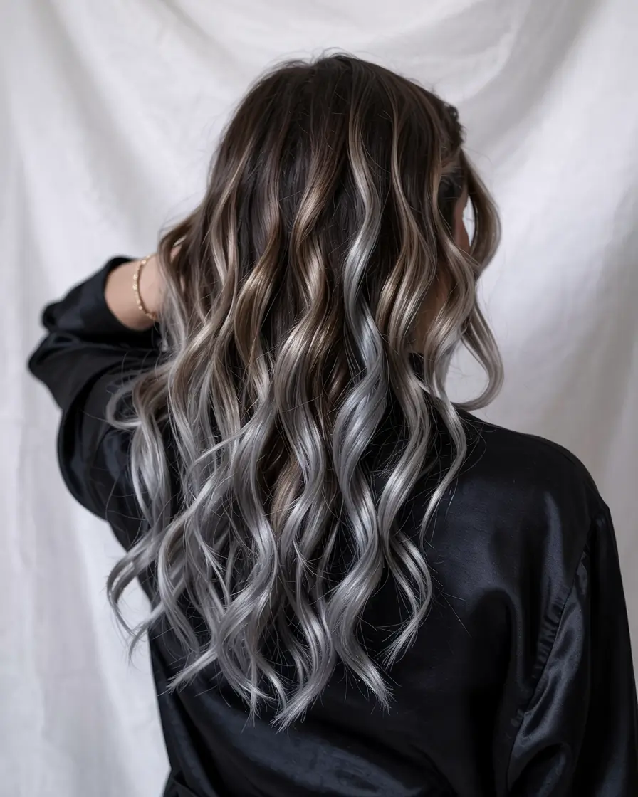 balayage hair color ideas 2026 silver ash elegance