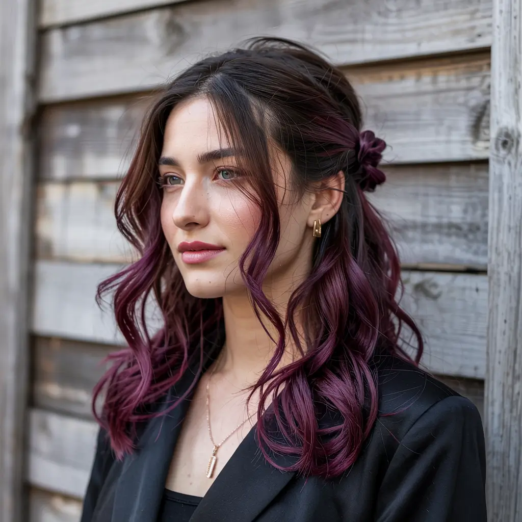 balayage hair color ideas 2026 burgundy blush balayage