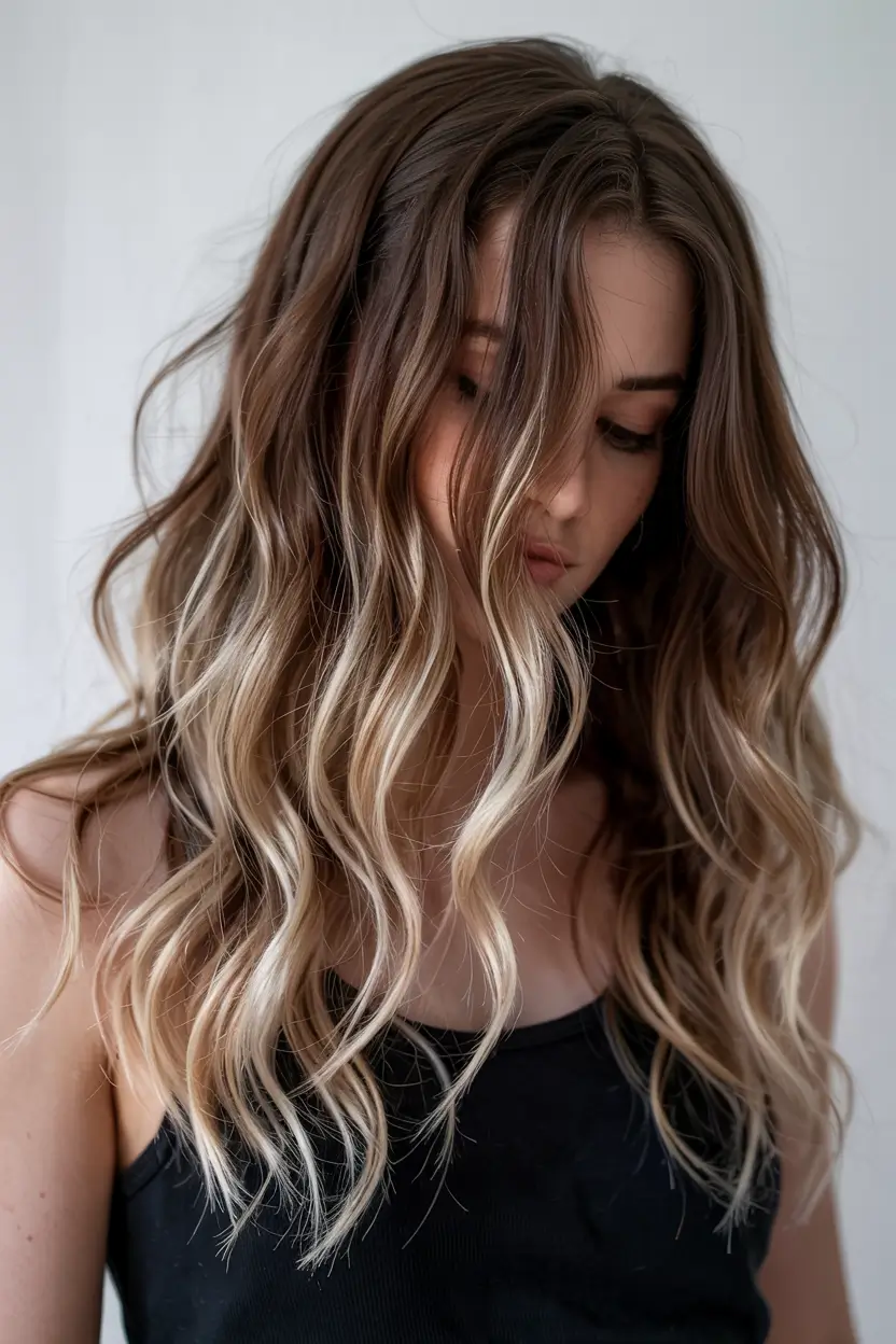 balayage hair color ideas 2026 vanilla butter balayage waves