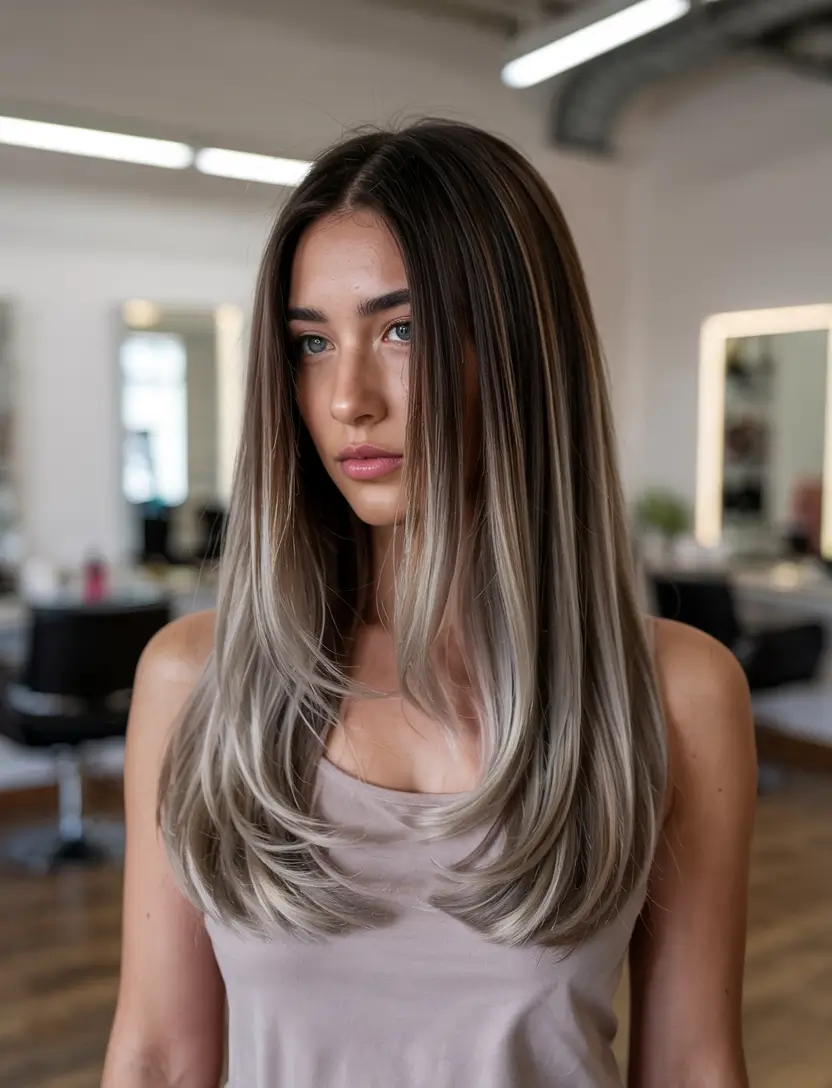 balayage hair color ideas 2026 Silver Smoke Layers
