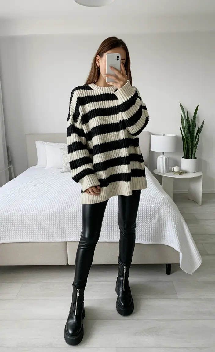 everyday outfits winter casual Striped Comfort and Edge